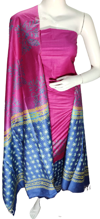 Soft silk hand block discharge print suit SILK ZONE