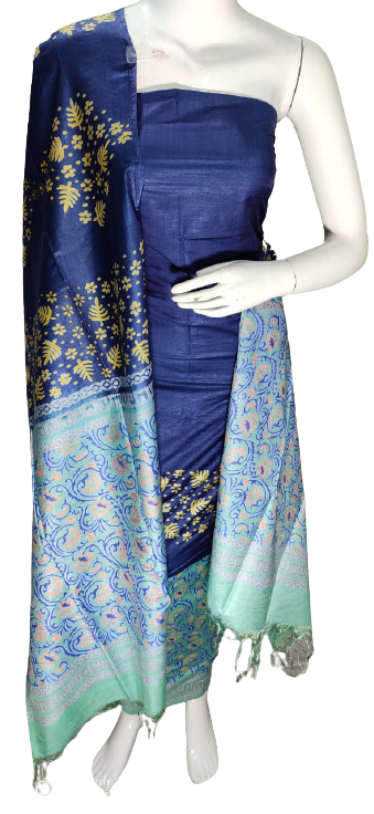 Soft silk hand block discharge print suit SILK ZONE