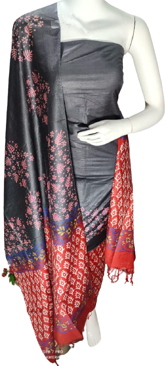 Soft silk hand block discharge print suit SILK ZONE