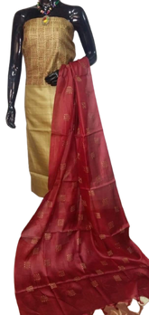 Tussar silk embroidery suit SILK ZONE