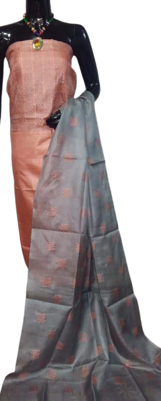 Tussar silk hand print suit SILK ZONE