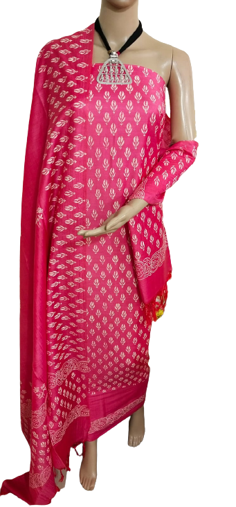 Soft silk hand block print suit PTS