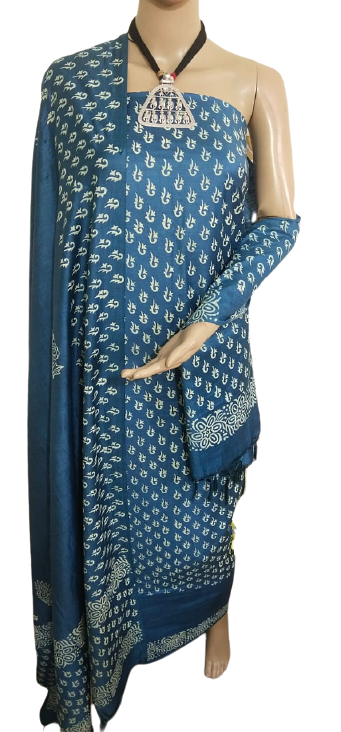 Soft silk hand block print suit PTS