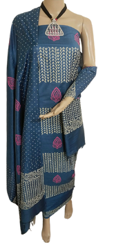 Soft silk hand block print suit PTS