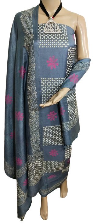 Soft silk hand block print suit PTS