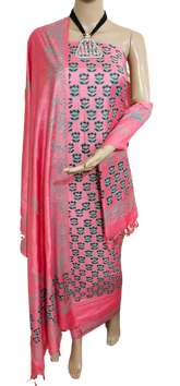 Soft silk hand block print suit PTS