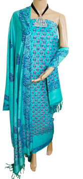 Soft silk hand block print suit PTS