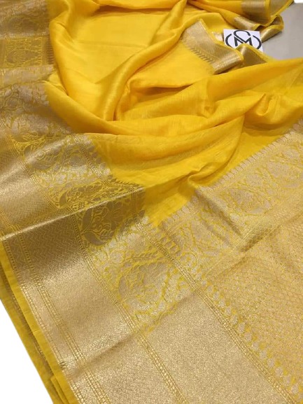 Organza linen banarasi jacquard saree SILK ZONE
