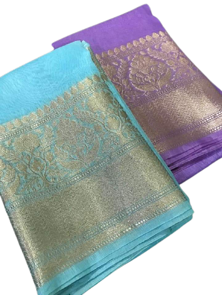 Organza linen banarasi jacquard saree SILK ZONE