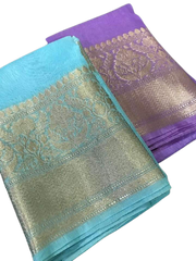 Organza linen banarasi jacquard saree SILK ZONE