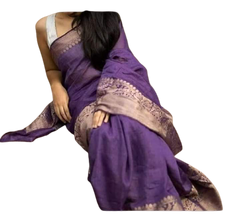 Organza linen banarasi jacquard saree SILK ZONE
