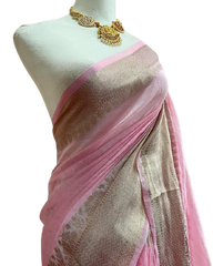 Organza linen banarasi jacquard saree SILK ZONE