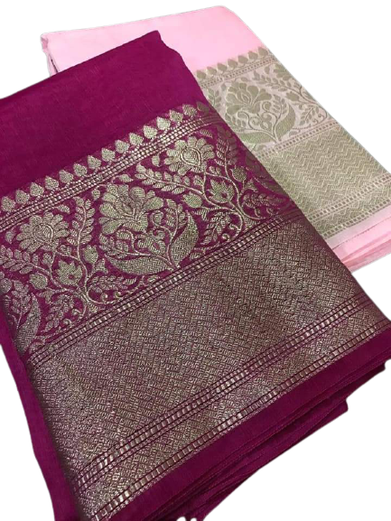 Organza linen banarasi jacquard saree SILK ZONE