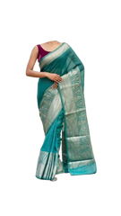 Organza linen banarasi jacquard saree SILK ZONE