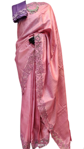 Tussar silk cut work design saree SILK ZONE
