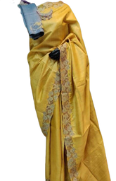 Tussar silk cut work design saree SILK ZONE