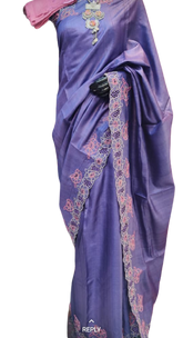 Tussar silk cut work design saree SILK ZONE