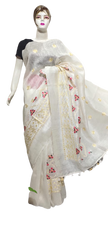 Organza linen embroidery saree SILK ZONE