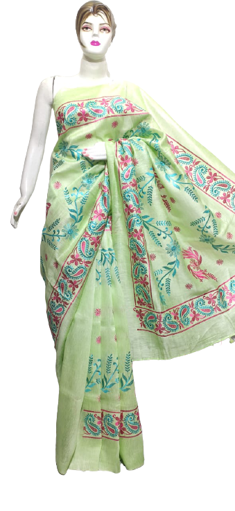 Organza linen embroidery saree SILK ZONE