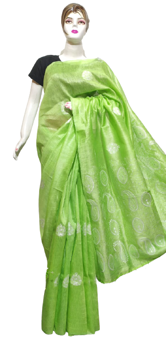 Organza linen embroidery saree SILK ZONE