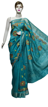 Organza linen embroidery saree SILK ZONE