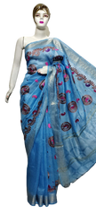 Organza linen embroidery saree SILK ZONE