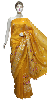Organza linen embroidery saree SILK ZONE