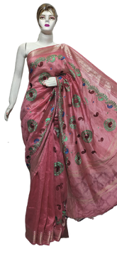 Organza linen embroidery saree SILK ZONE