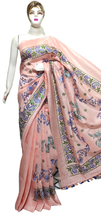 Organza linen embroidery saree SILK ZONE