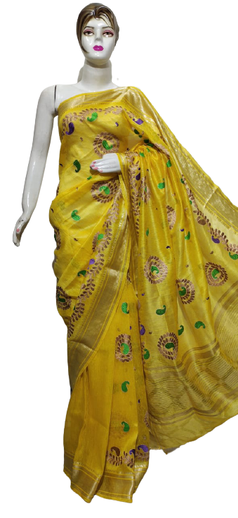 Organza linen embroidery saree SILK ZONE