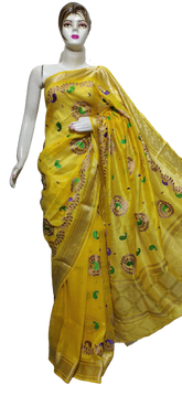 Organza linen embroidery saree SILK ZONE