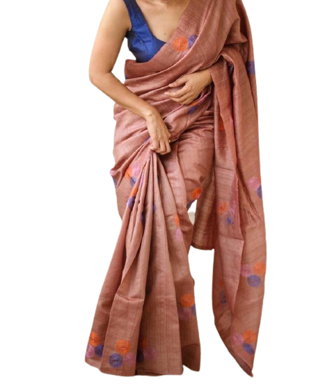 Tussar embroidery silk saree SILK ZONE