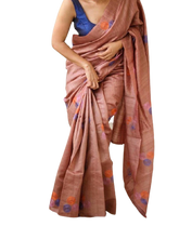 Tussar embroidery silk saree SILK ZONE