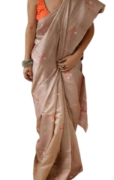 Tussar silk embroidery saree SILK ZONE