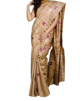 Tussar silk embroidery saree Silk ZONE