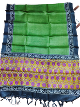 Tussar silk handblock print dupatta SILK ZONE