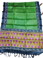 Tussar silk handblock print dupatta SILK ZONE