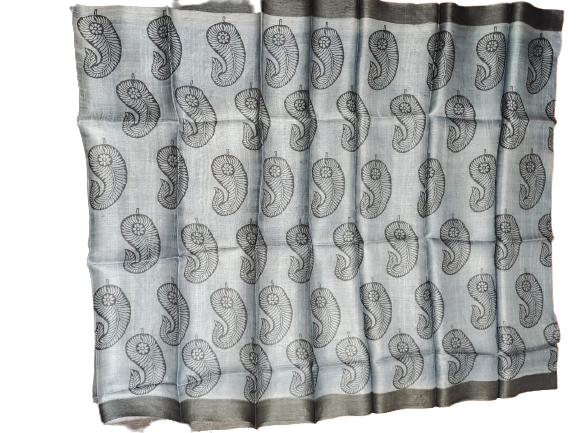 Tussar silk handblock print dupatta SILK ZONE