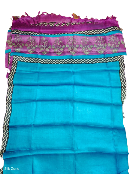 Tussar silk handblock print dupatta silk ZONE