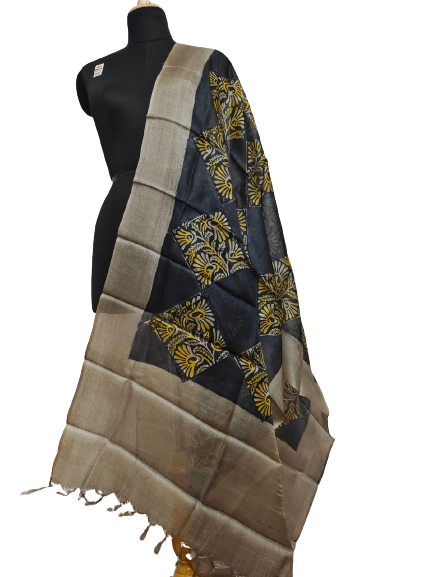 Tussar silk handblock print dupatta silk ZONE
