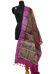 Tussar silk handblock print dupatta SILK ZONE