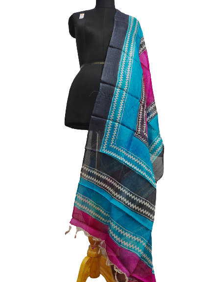 Tussar silk handblock print dupatta SILK ZONE