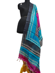 Tussar silk handblock print dupatta SILK ZONE