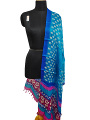 Tussar silk handblock print dupatta SILK ZONE