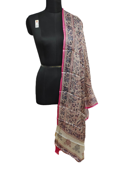 Tussar silk handblock print dupatta SILK ZONE