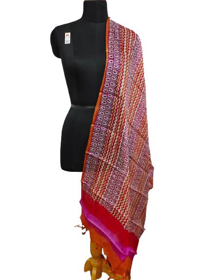 Tussar silk handblock print dupatta SILK ZONE