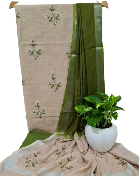 Cotton linen embroidery suit SILK ZONE