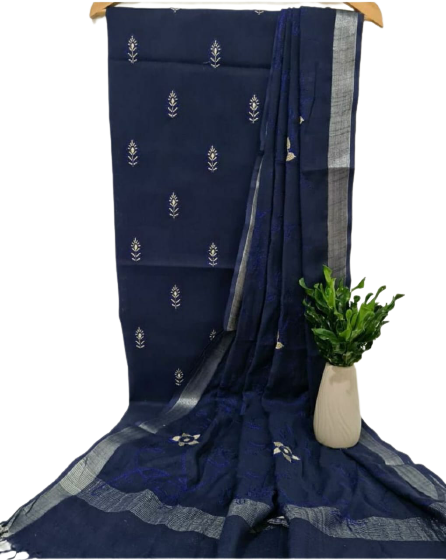 Cotton linen embroidery suit SILK ZONE