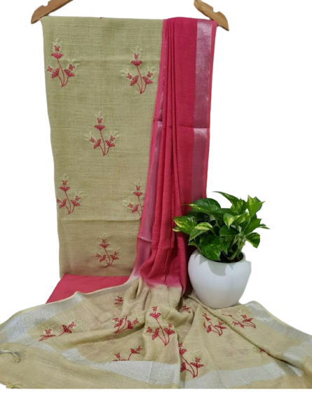 Cotton linen embroidery suit SILK ZONE