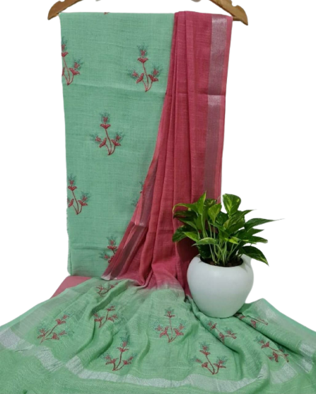 Cotton linen embroidery suit SILK ZONE